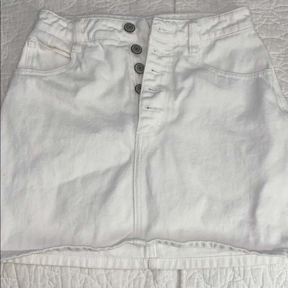 Brandy Melville White Button Up Jean Mini Skirt